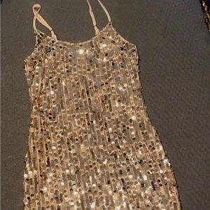 Gold mini dress